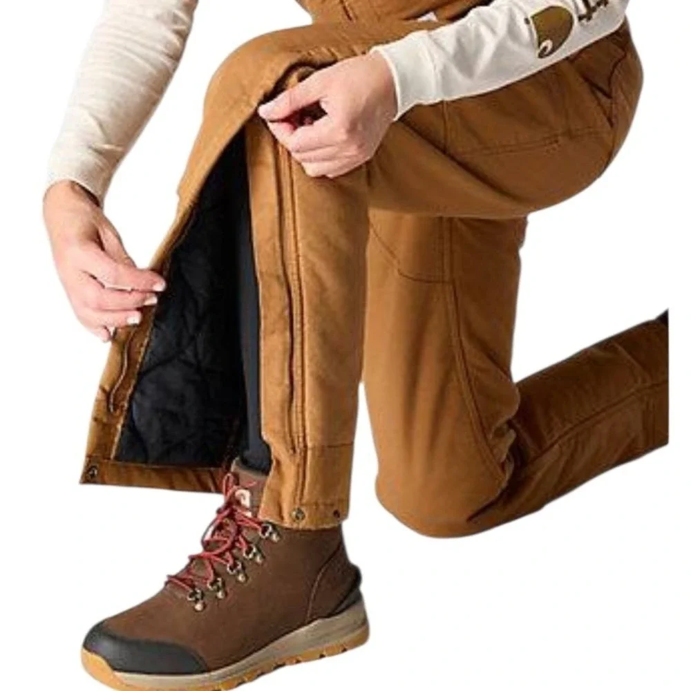 Carhartt Insulated Bib Overalls Women XXL Brown Washed Duck Loose Fit 104694 NEW